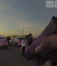 New dramatic video shows the rush-hour shootout between police and two armed robbery suspects at Flamingo and Miramar Parkway that happened nearly six years ago.
Mandatory Credit:	Broward SAO/WFOR via CNN Newsource