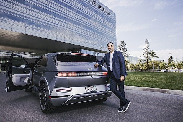 Randy Parker, senior vice president of national sales, pictured with a 2022 IONIQ5, the first model in Hyundai’s IONIQ brand dedicated to battery electric vehicles.