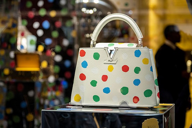 Artist Yayoi Kusama's second collaboration with luxury label Louis Vuitton on display at the Harrods department store in London in January 2023. Kusama is well known for her work, which incorporates the repeated use of dots.
Mandatory Credit:	Mike Kemp/In Pictures/Getty Images via CNN Newsource