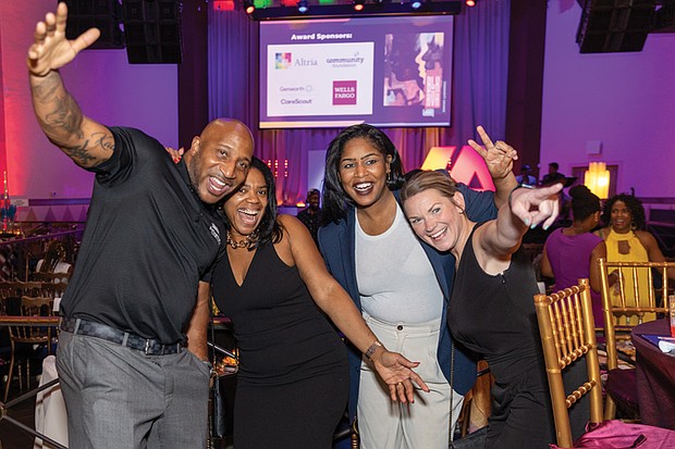 From left, Shiloh Jones, Khelia Jones, Autumn Wiggins- Merrill and Crystal Puryear of Atlantic Outreach Group, a finalist for the Rooted Community Impact Award, at the BLK RVA Community Awards on Friday, Aug. 22.
