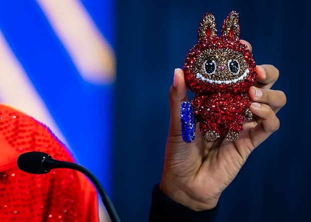 Osaka had her Labubu -- named Billie Jean Bling -- with her for her victory in the first round of the US Open.
Mandatory Credit:	Robert Prange/Getty Images via CNN Newsource