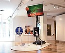 The basketball hoop and ball used during 2020 Lee Circle gatherings are on display at The Valentine as part of the “This Is Richmond, Virginia,” exhibition.