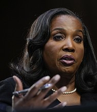 Lisa Cook is pictured at a Senate hearing on June 21, 2023, in Washington, DC.
Mandatory Credit:	Drew Angerer/Getty Images/File via CNN Newsource