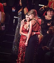 Selena Gomez and Taylor Swift are pictured at the 2023 MTV Video Music Awards.
Mandatory Credit:	Noam Galai/Getty Images via CNN Newsource