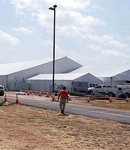 Covered structures are seen at the US Department of Health and Human Services' unaccompanied minors migrant detention facility at Carrizo Springs, Texas, on July 5, 2019.
Mandatory Credit:	US Department of Health and Human Services/Reuters/File via CNN Newsource