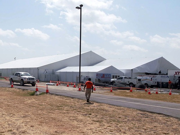 Covered structures are seen at the US Department of Health and Human Services' unaccompanied minors migrant detention facility at Carrizo Springs, Texas, on July 5, 2019.
Mandatory Credit:	US Department of Health and Human Services/Reuters/File via CNN Newsource
