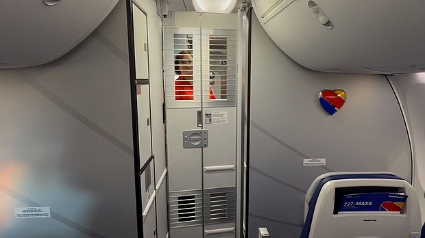 Southwest Airlines’ newest jets are now flying with a barrier that can protect the cockpit when pilots need to open the door during flight.
Mandatory Credit:	Southwest Airlines via CNN Newsource