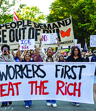 VCU freshmen Staret Leverson, Mahkala Twine and Kior Johnson joined the protest in Monroe Park while on their way to grab dinner and made their way to the front of the march.