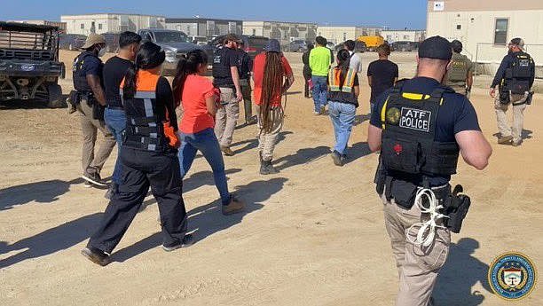Law enforcement conduct a major immigration operation at the construction site of a Hyundai battery plant in Georgia Thursday, as seen in this image released by the ATF's Atlanta office.
Mandatory Credit:	ATF Atlanta/X via CNN Newsource