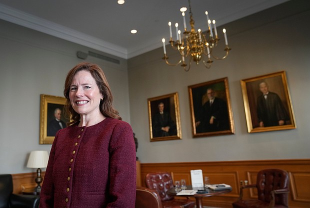 Supreme Court Justice Amy Coney Barrett photographed in the United States Supreme Court Lawyers' Lounge in Washington, D.C., on Sept. 3.
Mandatory Credit:	 Jack Gruber/USA TodayNetwork/Imagn Images via CNN Newsource