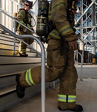 Local firefighters climb 2,200 steps at Richmond Raceway. The event honors first responders who died in the 2001 attacks and those lost to related illnesses.