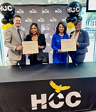 Geordie Hyland, President & CEO of ACE; Stephanie Nellons-Paige, ACE Board Trustee; HCC Chancellor Margaret Ford Fisher,Ed.D.;and Dr.Lutricia Harrison,DNP President of HCC Coleman College for Health Science