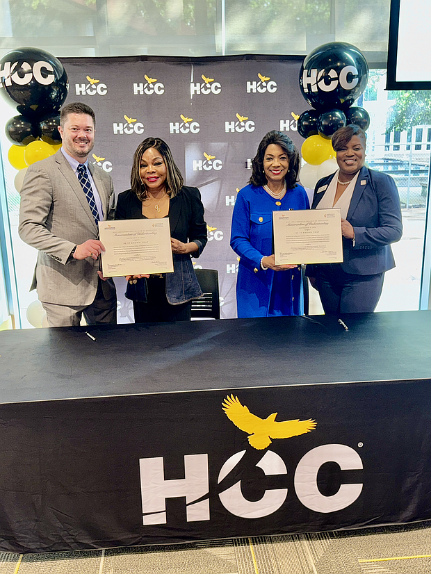 Geordie Hyland, President & CEO of ACE; Stephanie Nellons-Paige, ACE Board Trustee; HCC Chancellor Margaret Ford Fisher,Ed.D.;and Dr.Lutricia Harrison,DNP President of HCC Coleman College for Health Science