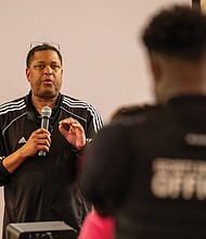 Steven Nesmith, CEO of the Richmond Redevelopment and Housing Authority, answers questions about the agency’s proposal to involve its nonprofit arm, the Richmond Development Corporation, in the Gilpin Court community redevelopment during a discussion Saturday, Sept. 6 at Greater Mt. Moriah Baptist Church.