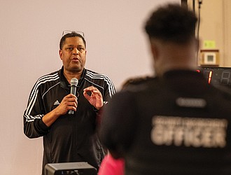 Steven Nesmith, CEO of the Richmond Redevelopment and Housing Authority, answers questions about the agency’s proposal to involve its nonprofit arm, the Richmond Development Corporation, in the Gilpin Court community redevelopment during a discussion Saturday, Sept. 6 at Greater Mt. Moriah Baptist Church.
