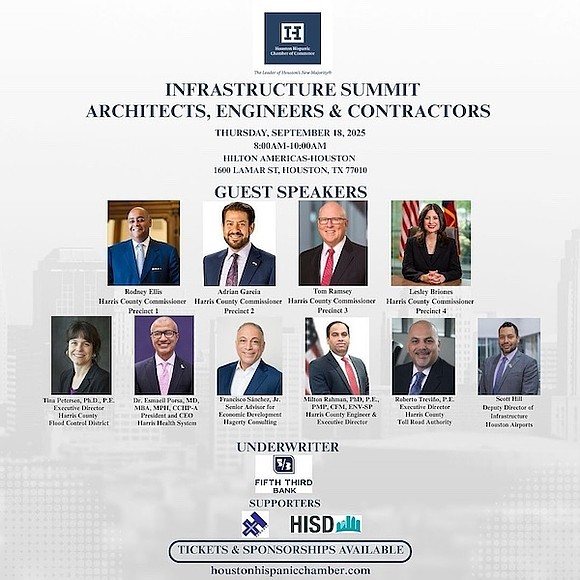 Houston leaders and industry experts will gather for the Houston Hispanic Chamber of Commerce’s 2025 Infrastructure Summit on September 18 …