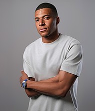 Hublot Ambassador Kylian Mbappé wearing Classic Fusion UEFA Champions League timepiece. PRNewsfoto/Hublot SA