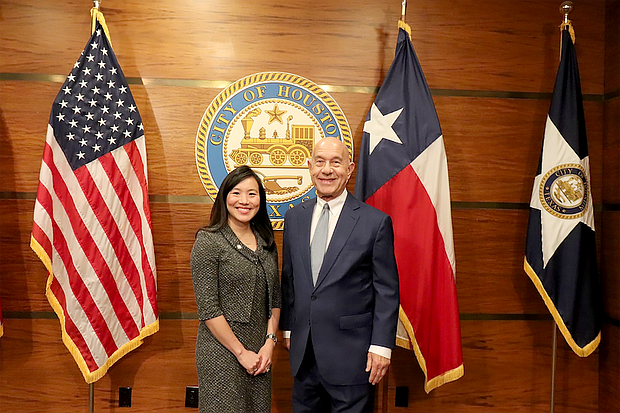 Dr. Theresa Tran Carapucci and Mayor Whitmire