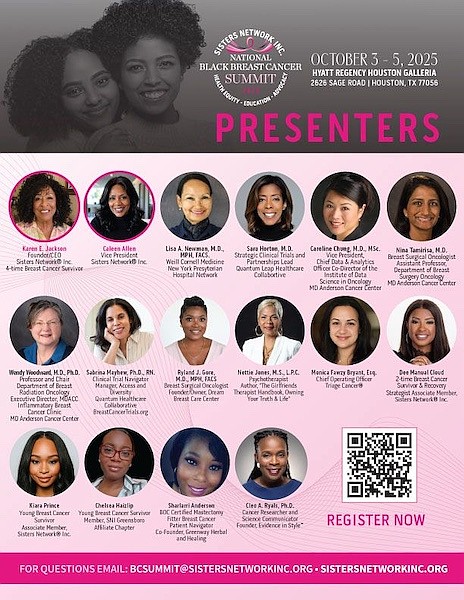 Sisters Network® Inc. will host the 2025 National Black Breast Cancer Summit in Houston, October 3–5 at the Hyatt Regency-Galleria. …