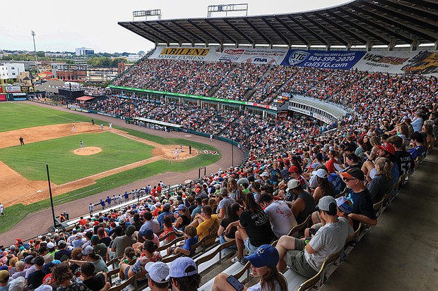 A record crowd packs The Diamond on Sunday as the Richmond Flying Squirrels close out the stadium’s 40-year history with the “Diamonds Aren’t Forever” Farewell Series.