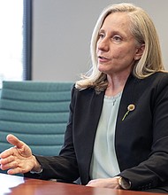 Abigal Spanberger, Democratic nominee for Virginia governor, speaks with the Richmond Free Press at her Innsbrook office on Monday, July 21, answering questions about her campaign and key issues on voters' minds.