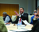 Steven Nesmith, CEO of the Richmond Redevelopment and Housing Authority, answers questions about a resolution he introduced for a vote during the RRHA Board of Commissioners meeting Wednesday, Sept. 17.