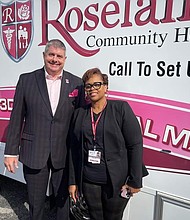Roseland Community Hospital CEO Tim Egan and Nikia Glenn McGee, Executive Director of the Roseland Community Hospital Foundation and Chief Human Resource Officer for Roseland Community Hospital. Photo provided by Roseland Community Hospital.