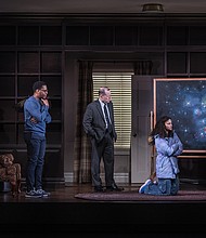 (left to right) Ensemble members Caroline Neff, Namir Smallwood and Tim Hopper, Emilie Maureen Hanson and ensemble member Kate Arrington in Steppenwolf Theatre Company’s Chicago premiere of Mr. Wolf. Photo by Michael Brosilow.