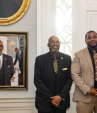 Martin “Tutti” Townes and local artist Stanley Rayfield at Tutti Townes’ portrait unveiling on Sept. 17.