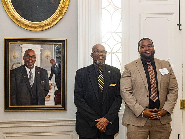 Martin “Tutti” Townes and local artist Stanley Rayfield at Tutti Townes’ portrait unveiling on Sept. 17.