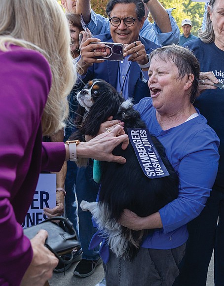 On Friday, Sept. 19 Abigail Spanberger, Democratic candidate for Virginia
governor, marked the first day of early in-person voting by casting her ballot and greeting voters at the Western Henrico voting location off Parham Road.