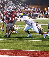 Virginia Union running back Curtis Allen (0) scores a touchdown as the Panthers defeated Johnson C. Smith University 28-10 in the Willard Bailey Classic on Saturday at Hovey Field.
