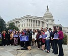 Yvette Clarke, chair of the Congressional Black Caucus and a New York Democrat, speaks at a news conference outside the U.S. Capitol in Washington on Sept. 30.