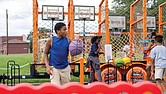 A young man dribbles a basketball during “Falling for the Culture: A Festival of Unity, Peace, and Hope” on Sunday in Jackson Ward.