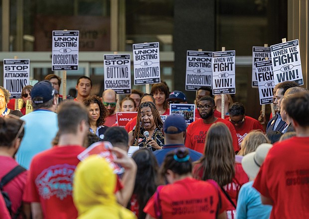 Dozens of educators, local lawmakers and community members rally to urge the Richmond School Board to reject a collective bargaining proposal.