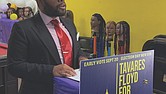 Tavares Floyd speaks at a hair salon during a news conference shortly before Election Day last year, when questions began arising about his campaign finance filings.