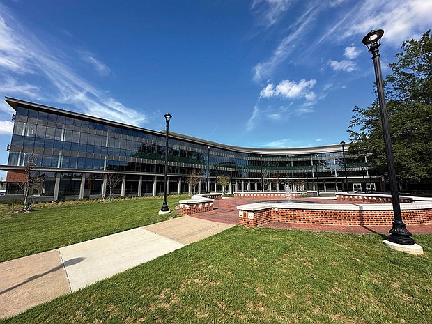 Virginia State University’s new Alfred W. Harris Academic Commons, the largest building in the school’s history, houses classrooms, offices and amenities including a gym, black box theater, art gallery and recording studios.
