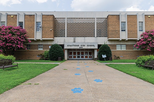 Armstrong High School is shown July 9 as Richmond Public Schools officials recommend keeping its name despite a proposal from John F. Kennedy alumni to rename it Armstrong-Kennedy High School.