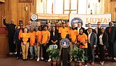 Recent graduates gather Friday for a group photo during the ceremony marking the completion of the city’s first community-based workforce development program, a partnership between the City of Richmond, LIUNA and Kirila Construction Services.