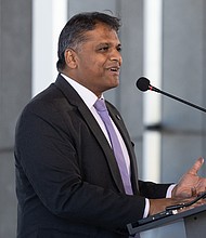 Mayor Danny Avula speaks Wednesday, Oct. 15, on the City’s Observation Deck during the launch of the city’s Mayoral Action Plan.