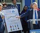 Richmond Public Schools Superintendent Jason Kamras announces districtwide graduation statistics during a news conference Oct. 16 at John Marshall High School. Kamras, School Board members, Principal Monica Murray and students highlighted the district’s record-high graduation rates, including John Marshall’s first-ever 100% graduation rate.