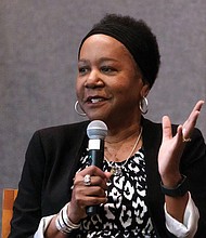 Jody Lynn Allen discusses her book “Roses in December” on Oct. 15.