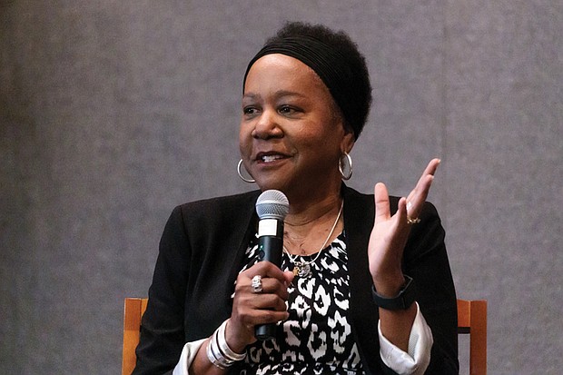 Jody Lynn Allen discusses her book “Roses in December” on Oct. 15.