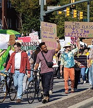 Thousands filled Broad Street for the No Kings demonstration Oct. 18, as part of a nationwide protest against the policies of President Donald Trump’s administration. The rally began with an hour of speeches at the state Capitol, followed by a march to Monroe Park.