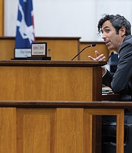 Andrew Breton, 1st District City Council member, discusses a proposal to boost transparency by expanding the city’s open data program and creating an online Freedom of Information Act library, during the council’s Governmental Operations Committee meeting Oct. 22, at City Hall.