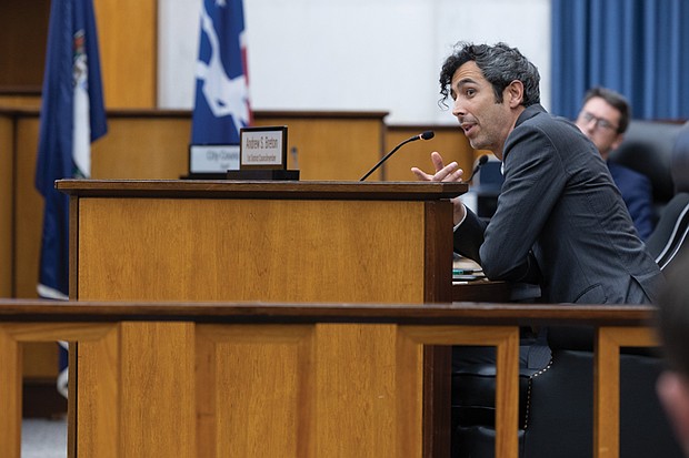 Andrew Breton, 1st District City Council member, discusses a proposal to boost transparency by expanding the city’s open data program and creating an online Freedom of Information Act library, during the council’s Governmental Operations Committee meeting Oct. 22, at City Hall.