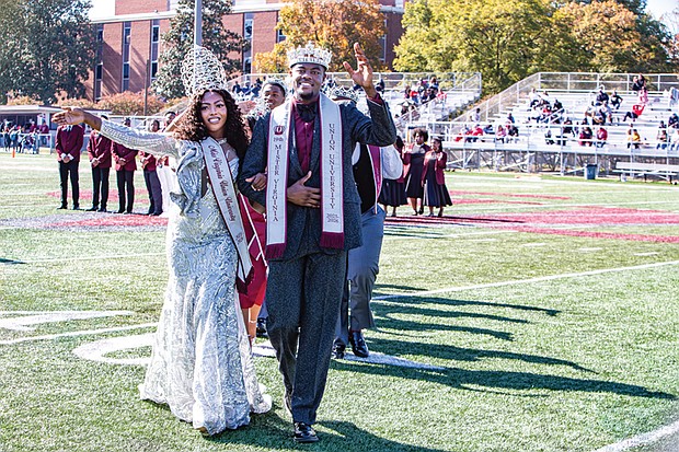 Mr. VUU Wonzooly Bruce Jr. and Miss VUU Akila Hutley celebrated the school’s homecoming in style. (James Haskins/Richmond Free Press)