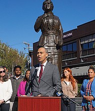Jerrauld C. “Jay” Jones announces his campaign for Virginia attorney general in November 2024 at the Maggie L. Walker Memorial Plaza.