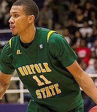 Pendarvis Williams is seen in action during his playing days at Norfolk State. The former MEAC Player of the Year and seven other Spartans are being inducted into the Norfolk State Athletics Hall of Fame.