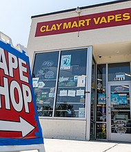 Clay Mart Vapes, a shop at Broad and Harrison streets is among dozens of vape stores operating in the city as officials consider tougher regulations.